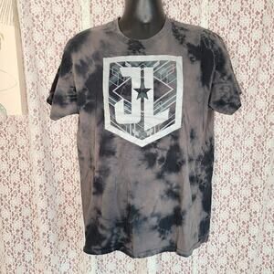 DC comics justice league black grey tie dye extra large logo tshirt  Size large